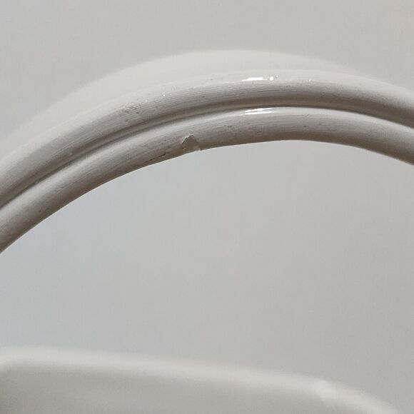 Hand Painted Italian Pottery Ceramic Woven Basket with Handle Floral Design - Picture 11 of 11